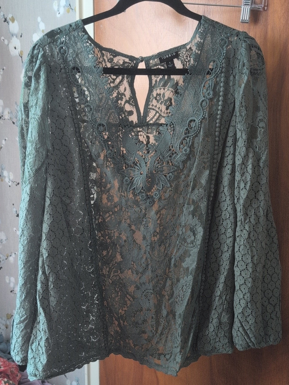 torrid Olive Lace Peasant Blouse